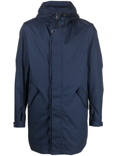 Moorer Zip-up Hooded Parka In Blue