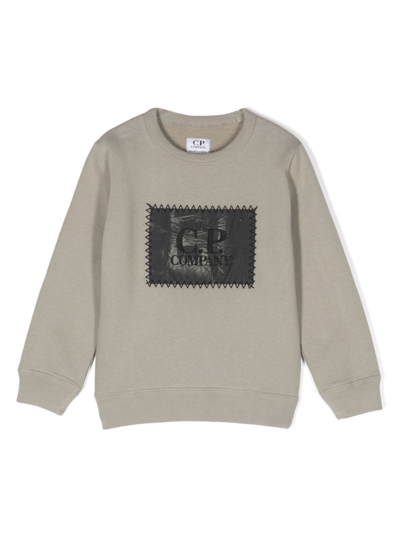 C.p. Company Kids' Logo-embroidered Cotton Sweatshirt In Grey