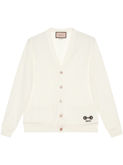 Gucci Extra Fine Wool Cardigan In Neutrals