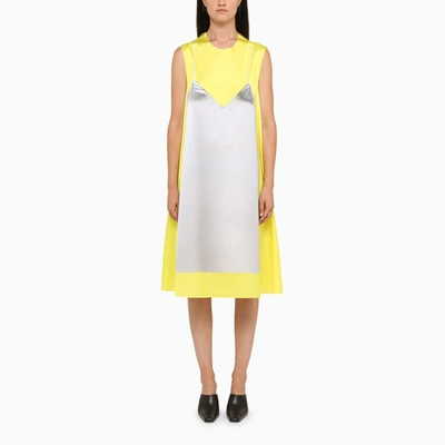 Loewe Printed Duchesse Satin Midi Dress In Yellow_grey