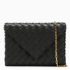 Bottega Veneta Dark Green Origami Envelope Pouch With Chain In Green