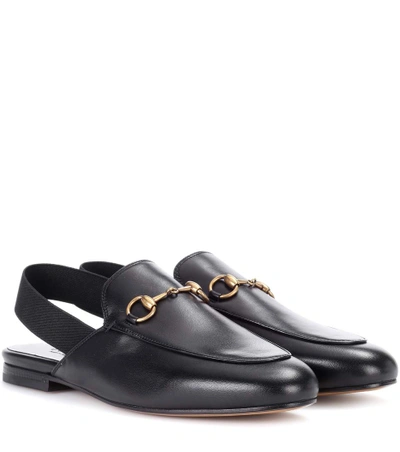 Gucci Princetown Leather Sling-back Slippers In Black