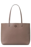 Tory Burch Mcgraw Leather Tote In Grey