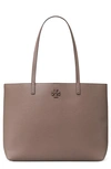 Tory Burch Mcgraw Leather Tote In Silver Maple