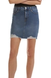 JEN7 BY 7 FOR ALL MANKIND FRAYED DENIM PENCIL SKIRT