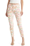 JEN7 BY 7 FOR ALL MANKIND FLORAL PRINT MID RISE ANKLE SKINNY JEANS