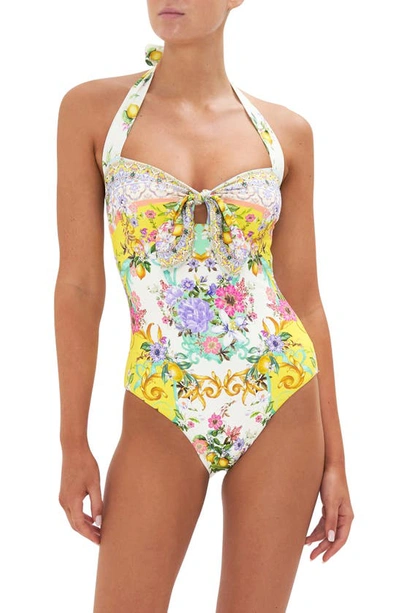 Camilla Caterina Spritz Tie-front Halter One-piece Swimsuit