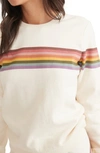 Marine Layer Anytime Rainbow Stripe Sweatshirt In White