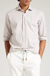 Eleventy Pinstripe Cotton Button-up Shirt In Sand