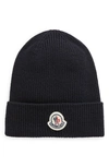 Moncler Beanie In Dark Navy Blue