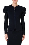 AKRIS PUNTO PUFF SLEEVE SCUBA JERSEY JACKET