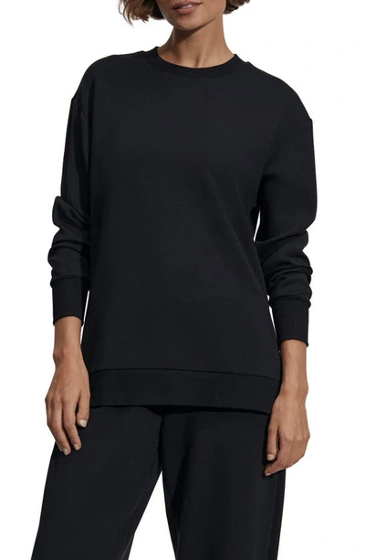 Varley Charter Side-zip Crewneck Sweatshirt In Black