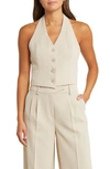 Open Edit Halter Vest In Tan Oxford