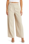 Open Edit Wide Leg Trousers In Tan Oxford