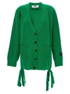 MSGM FRINGED CARDIGAN SWEATER, CARDIGANS GREEN