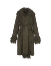 BLUMARINE BLUMARINE OLIVE KNITTED MIDI COAT WITH BELT