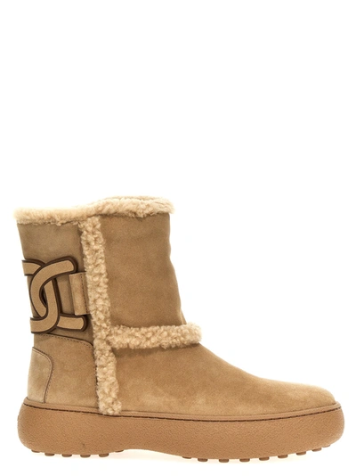 Tod's Winter Gommini Boots In Beige