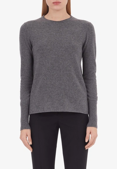 Ferragamo Crew-neck Cashmere Jumper In Grey