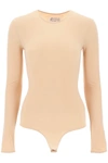 Maison Margiela Skin Pink Stretch Nylon Bodysuit In Neutral