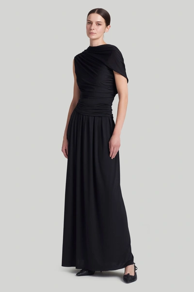 Altuzarra Delphi Draped Jersey Long Dress In Black