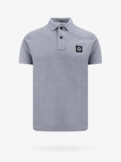 Stone Island Logo-patch Short-sleeved Polo Shirt In Gray