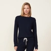 Monrow Supersoft Crew Neck Sweatshirt In Blue Black