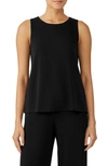 Eileen Fisher Petite Crewneck Jersey Shell In Black