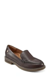 Easy Spirit Jaylin Womens Leather Slip On Loafers In Dark Brown