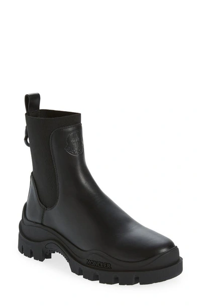 Moncler Larue Leather Chelsea Boots In Black