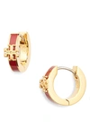 TORY BURCH KIRA ENAMEL HUGGIE EARRINGS