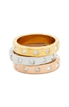 Kate Spade Assorted Set Of 3 Cubic Zirconia Band Rings In Clear Multi