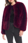 Donna Salyers Fabulous-furs Happy Hour Faux Fur Jacket In Merlot