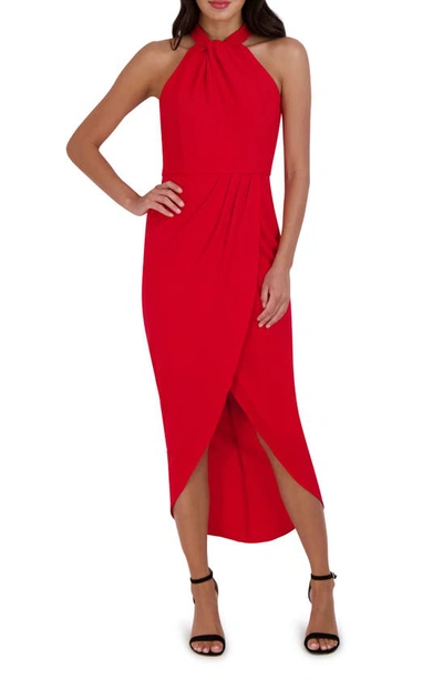 Julia Jordan Knot Neck Halter Dress In Red