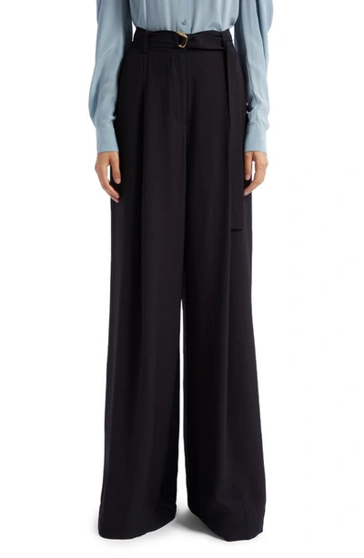 Sawyer Pant - Blue Dahlia Blue Floral Silk Trousers - Ulla Johnson