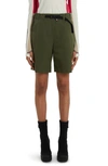 Moncler Water Repellent Belted Technical Stretch Nylon Shorts In Military Green