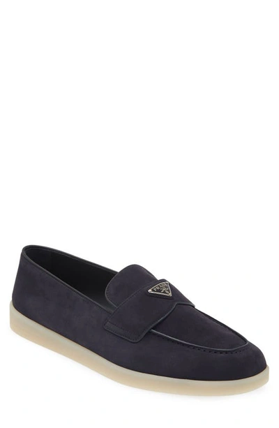 Prada Moc Toe Loafer In Bleu