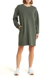 Spanx Airessentials Long Sleeve Knit Shift Dress In Dark Palm
