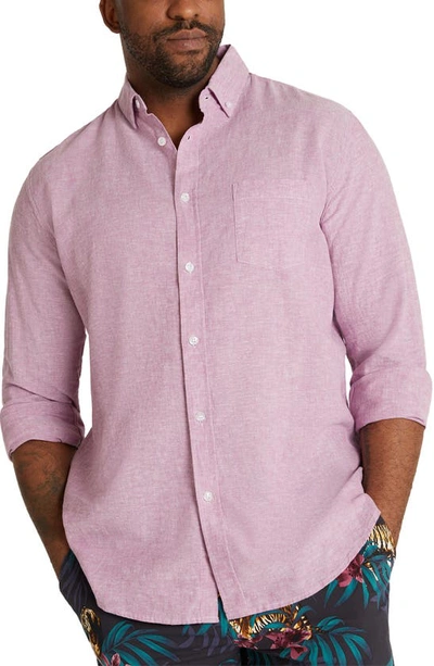 Johnny Bigg Serge Mélange Linen & Cotton Button-down Shirt In Lilac