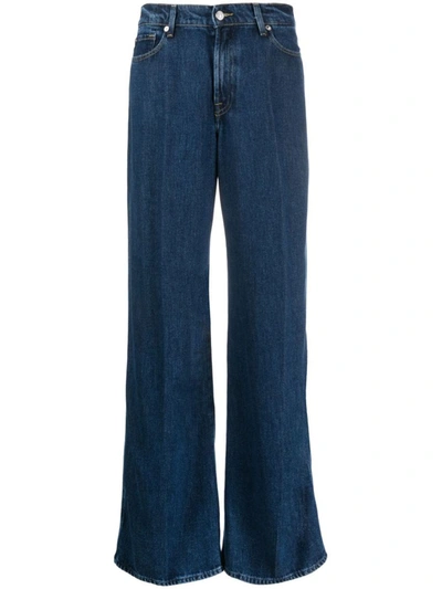 7 For All Mankind Wide Leg Denim Jeans In Blue