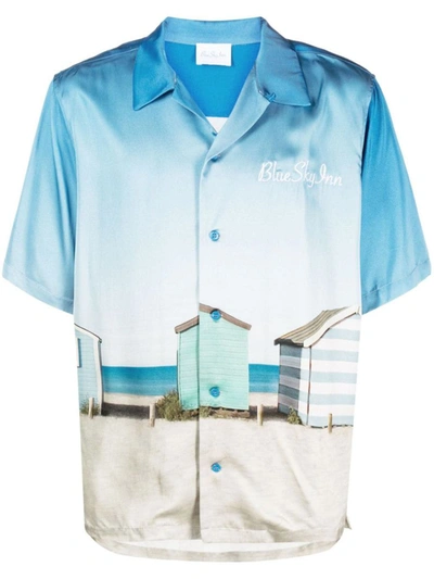Blue Sky Inn Printed Viscose Shirt In Blue