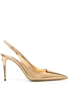 Dolce & Gabbana Golden Metallic Pointed-toe Slingback Pumps For Women In Golden