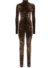 Dolce & Gabbana X Kim Leopard-jacquard Cotton-blend Jumpsuit In Brown