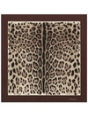 Dolce & Gabbana Dolce&gabbana Leopard Print Square Silk Scarf In Brown