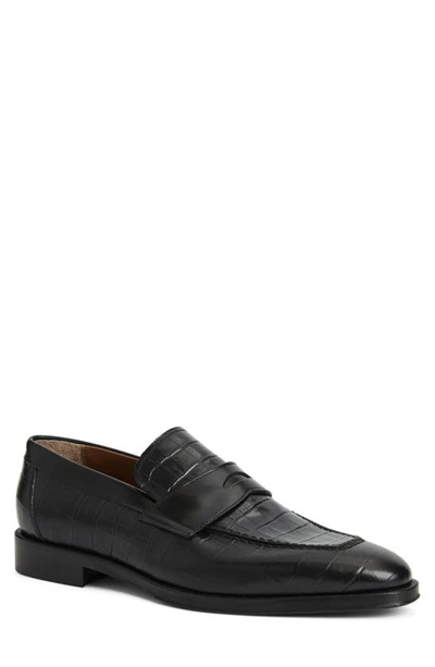 BRUNO MAGLI NATHAN CROC EMBOSSED PENNY LOAFER