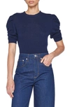 Frame Ruched Cashmere Sweater In Navy
