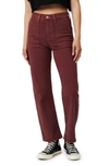 Mavi Jeans Shelia High Waist Relaxed Straight Leg Twill Pants In Port Luxe Twill