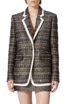 Valentino Tweed Party Single-breasted Blazer In Navy/ Gold/ Avorio