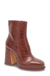 Dolce Vita Lochly Platform Bootie In Walnut Embossed Leather