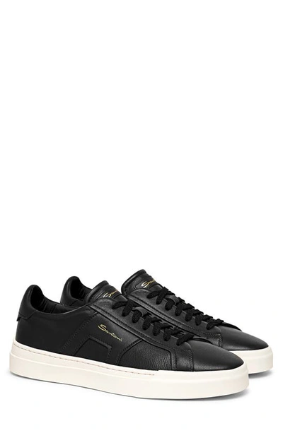 Santoni Low-top Lace-up Trainers In Black
