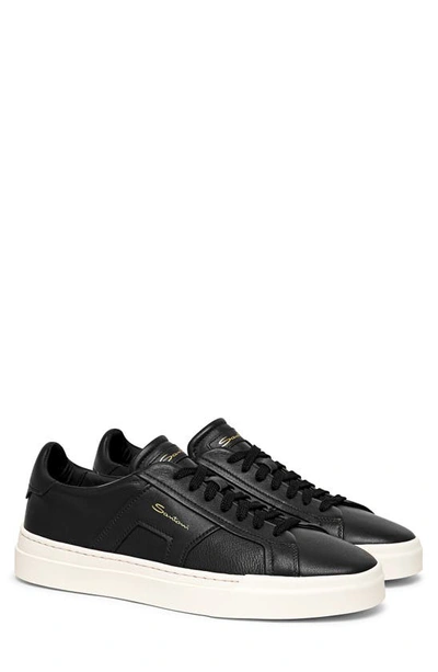 Santoni Low-top Lace-up Sneakers In Black